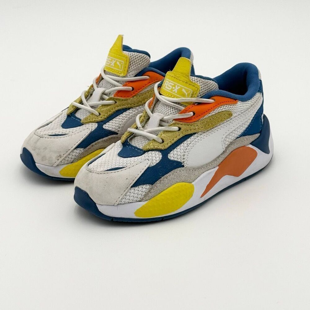 Puma RS-X Kids Sneakers in Orange Blue White Lace Up - Little Kid US Size 9C / E
